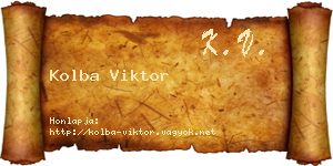 Kolba Viktor névjegykártya